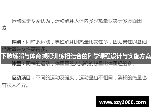 下肢燃脂与体育减肥训练相结合的科学课程设计与实施方案